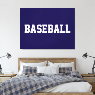 Toile Sportif Athlétique Texte BASEBALL Blanc Sur Fond B