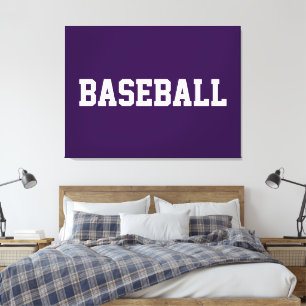 Toile Sportif Athlétique Texte BASEBALL Blanc Sur Fond V