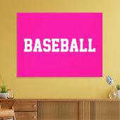 Toile Sporty Athletic White BASEBALL Text On Bright Pink (Insitu(Salon))