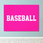 Toile Sporty Athletic White BASEBALL Text On Bright Pink (Insitu (Plancher de Bois))