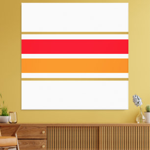 Toile Sporty Bright Red Orange Racing Stripes Sur Blanc