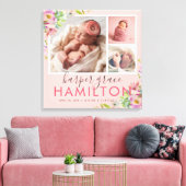 Toile Spring Garden Baby Girl Birth Stats Photo Collage (Insitu(Salon))