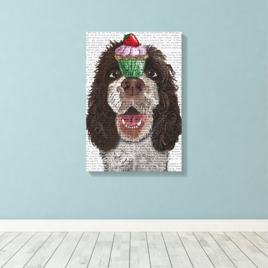 Toile Springer Spaniel avec Cupcake (Insitu (Plancher de Bois))