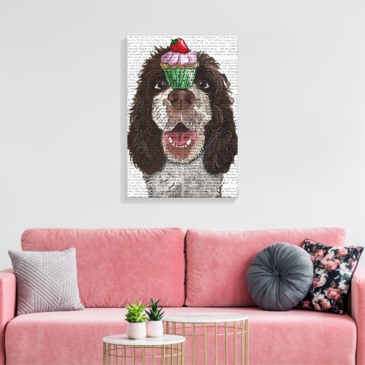 Toile Springer Spaniel avec Cupcake (Insitu(Salon))