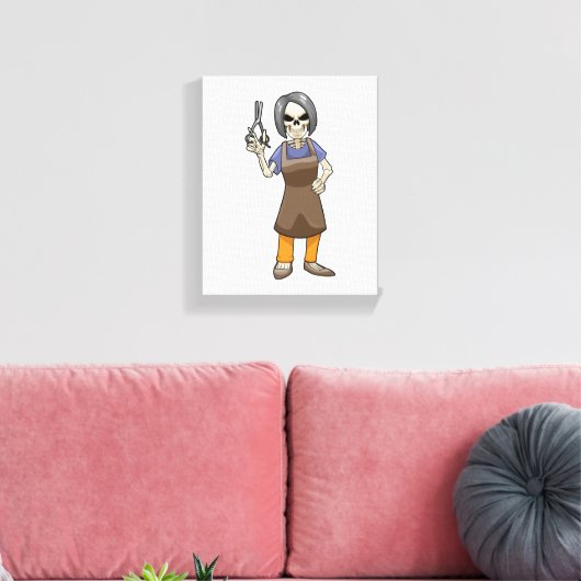 Toile Squelette comme coiffeur avec ciseaux (Insitu(Salon))