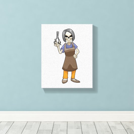 Toile Squelette comme coiffeur avec ciseaux (Insitu (Plancher de Bois))