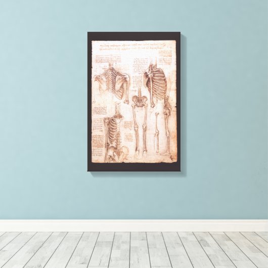 Toile Squelette d'anatomie humaine de Léonard de Vinci O (Insitu (Plancher de Bois))
