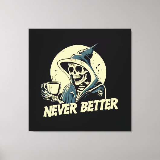 Toile Squelette de café Halloween (Recto)