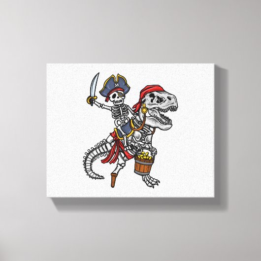 Toile Squelette de dinosaure de pirate d'Halloween (Recto)