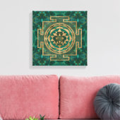 Toile Sri Yantra / Sri Chakra Malachite et or (Insitu(Salon))