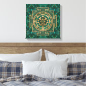 Toile Sri Yantra / Sri Chakra Malachite et or (Insitu(Chambre))