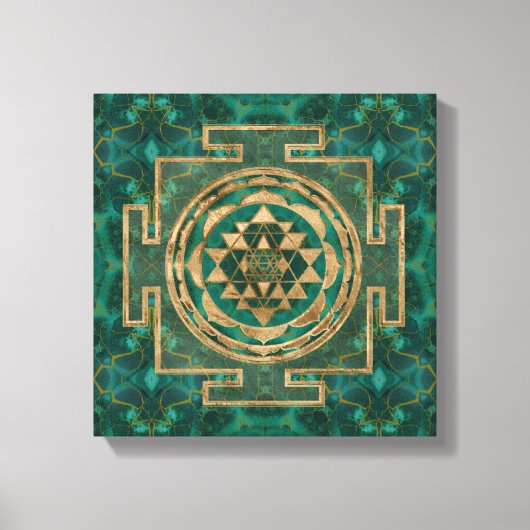 Toile Sri Yantra / Sri Chakra Malachite et or (Recto)