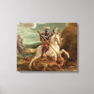 Toile St George massacrant le dragon, (huile sur le
