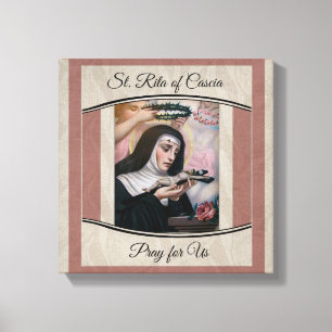 Toile St Rita de crucifix de roses d'épines de Cascia