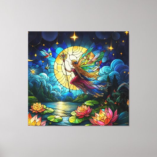 Toile Stained Glass Moonlight Flight Fairy (Recto)