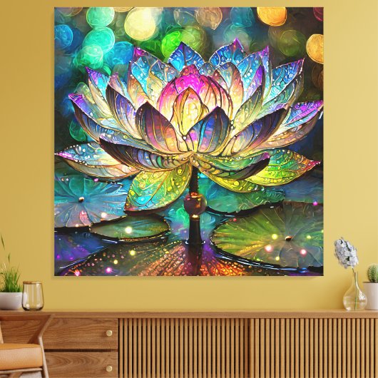 Toile Stained Glass Vibrant Lotus Flower (Insitu(Salon))