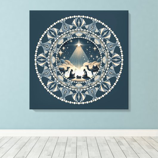 Toile Star of Wonder Nativity Dot Mandal Canvas Art (Insitu (Plancher de Bois))