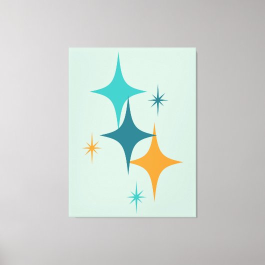 Toile Starburst Atomique du milieu du siècle Turquoise, (Recto)