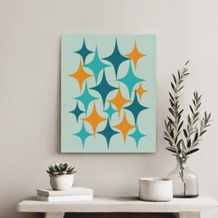 Toile Starburst Atomique du milieu du siècle Turquoise,