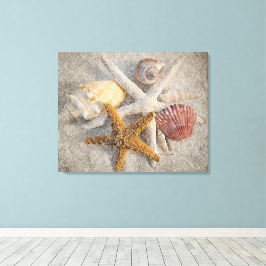 Toile Starfish/Shell/Sand Beach Still Life (Insitu (Plancher de Bois))