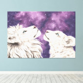 Toile Stargazers Galaxy Lion blanc Couple Aimer Épaules (Insitu (Plancher de Bois))