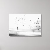 Toile Starling Birds Flying by Hydro Wires Stark Scene (Recto)