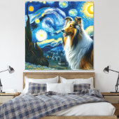 Toile Starry Collie Portrait de chien - Portrait d'anima (Insitu(Chambre))