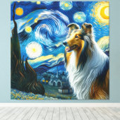 Toile Starry Collie Portrait de chien - Portrait d'anima (Insitu (Plancher de Bois))