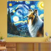 Toile Starry Collie Portrait de chien - Portrait d'anima (Insitu(Salon))