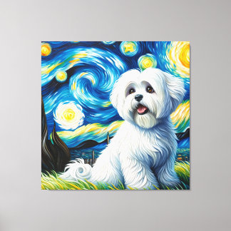 Toile Starry Coton de Tulear Portrait de chien - Portrai