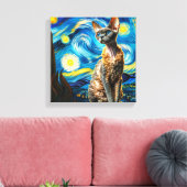 Toile Starry Devon Rex Portrait de chat - Portrait pour  (Insitu(Salon))