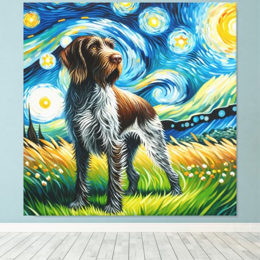 Toile Starry German À poils durs Pointer Portrait de chi (Insitu (Plancher de Bois))