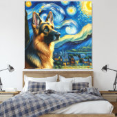 Toile Starry German Shepherd Portrait de chien - Portrai (Insitu(Chambre))