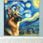 Toile Starry German Shepherd Portrait de chien - Portrai (Insitu (Plancher de Bois))