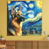Toile Starry German Shepherd Portrait de chien - Portrai (Insitu(Salon))