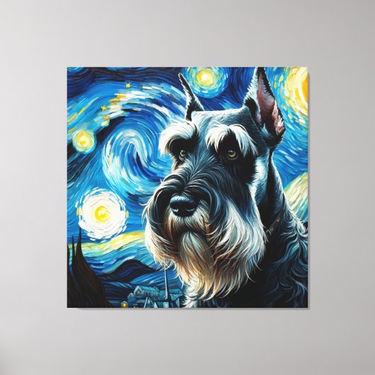 Toile Starry Giant Schnauzer Portrait de chien - Portrai (Recto)