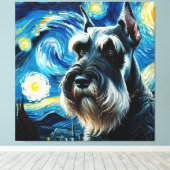 Toile Starry Giant Schnauzer Portrait de chien - Portrai (Insitu (Plancher de Bois))