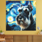 Toile Starry Giant Schnauzer Portrait de chien - Portrai (Insitu(Salon))