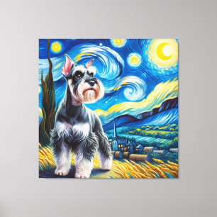Toile Starry Miniature Schnauzer Portrait de chien