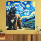 Toile Starry Newfoundland Dog Portrait - Portrait pour a (Insitu(Salon))