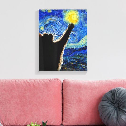 Toile Starry Night Cat, Van Gogh Amoureux des chats Cat  (Insitu(Salon))