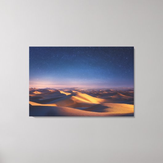 Toile Starry Night Over Golden Desert Dunes Landscape (Recto)