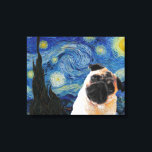 Toile Starry Night Vincent Van Gogh mignon chien Carlin<br><div class="desc">Si vous aimez Vincent van Gogh et les Carlins,  cette oeuvre d'art est pour vous ! Grand comme un cadeau.</div>
