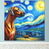 Toile Starry Rhodesian Ridgeback Portrait de chien (Insitu (Plancher de Bois))