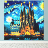 Toile Starry Sagrada Familia Barcelona (Insitu (Plancher de Bois))