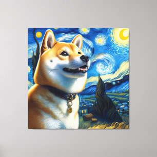 Toile Starry Shiba Inu Portrait de chien - Portrait d'an