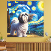Toile Starry Shih Tzu Portrait de chien - Portrait de ch (Insitu(Salon))