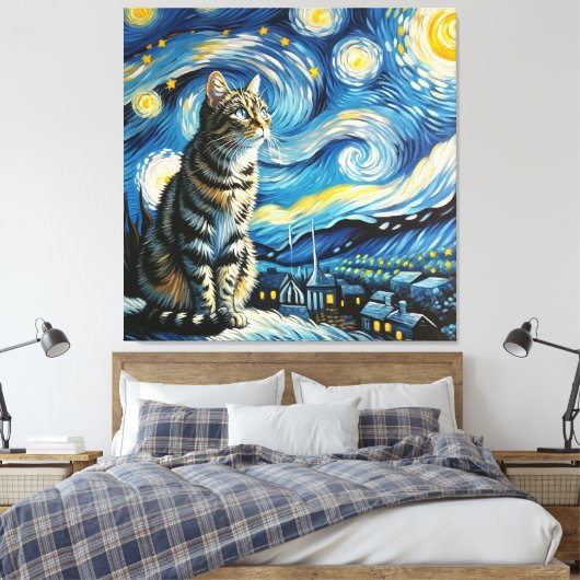Toile Starry Tabby Portrait de chat - Portrait pour anim (Insitu(Chambre))
