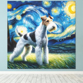 Toile Starry Wire Fox Terrier Portrait de chien (Insitu (Plancher de Bois))