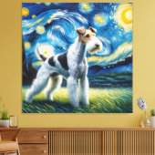 Toile Starry Wire Fox Terrier Portrait de chien (Insitu(Salon))
